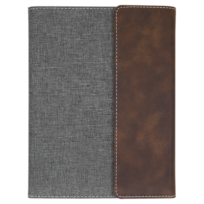 7" x 9" Rustic/Silver Canvas Leatherette Portfolio – item GFT1211 image 4