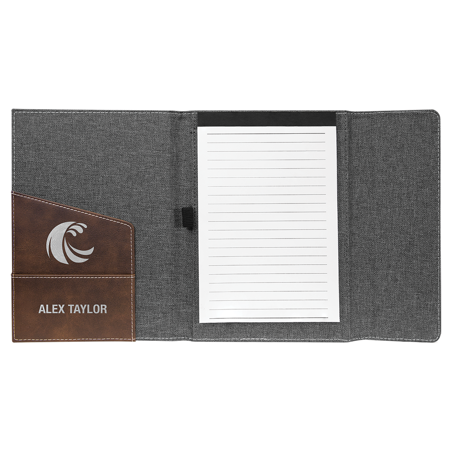7" x 9" Rustic/Silver Canvas Leatherette Portfolio – item GFT1211 image 2