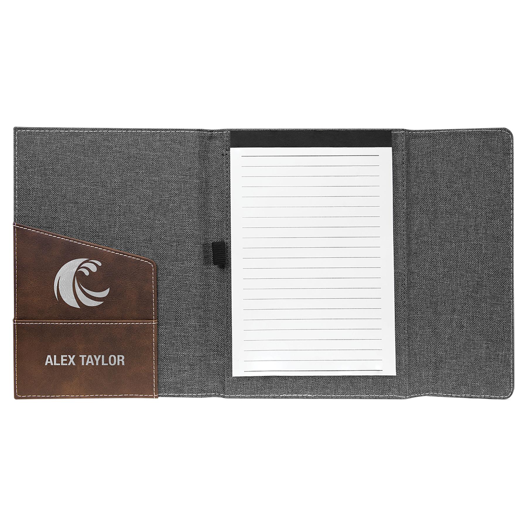 7" x 9" Rustic/Silver Canvas Leatherette Portfolio – item GFT1211 image 2