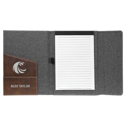 7" x 9" Rustic/Silver Canvas Leatherette Portfolio – item GFT1211 image 2