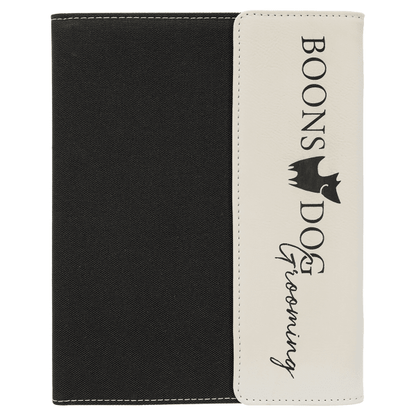 7" x 9" White/Black Canvas Leatherette Portfolio – item GFT1212 image 5