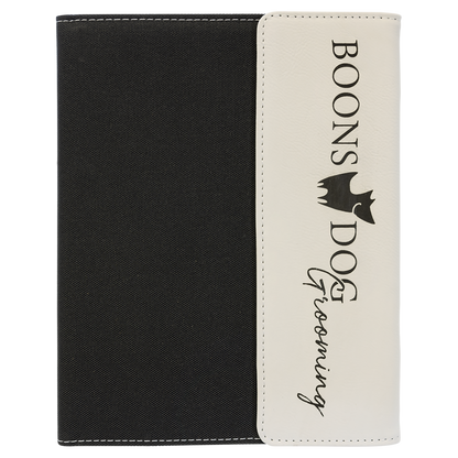 7" x 9" White/Black Canvas Leatherette Portfolio – item GFT1212