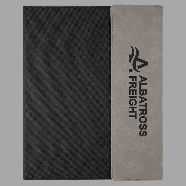 Gray with Black Laserable Leatherette Canvas Portfolio with – item GFT1215 image 2