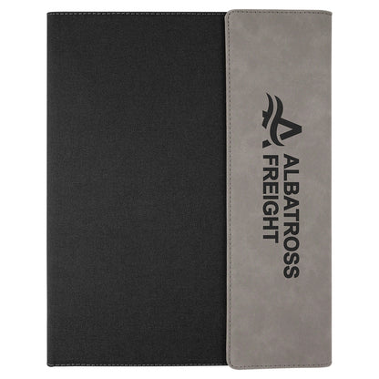 Gray with Black Laserable Leatherette Canvas Portfolio with – item GFT1215