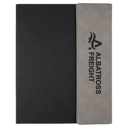 Gray with Black Laserable Leatherette Canvas Portfolio with – item GFT1215