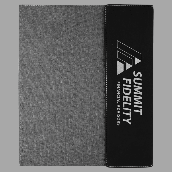 Black wiht Gray Laserable Leatherette Canvas Portfolio with – item GFT1216 image 2