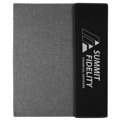 Black wiht Gray Laserable Leatherette Canvas Portfolio with – item GFT1216