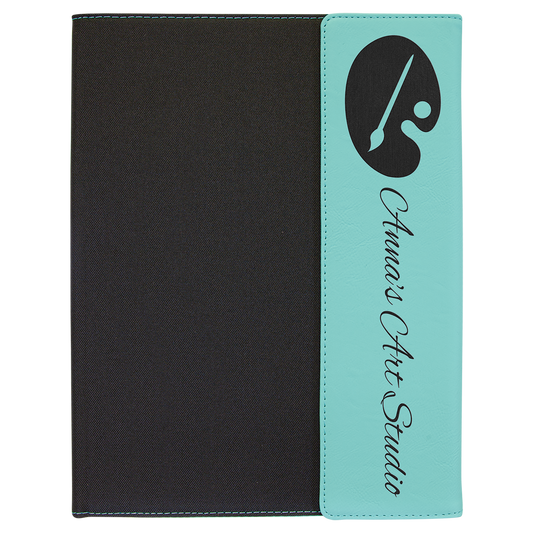9.5" x 12" Teal Canvas Leatherette Portfolio – item GFT1218