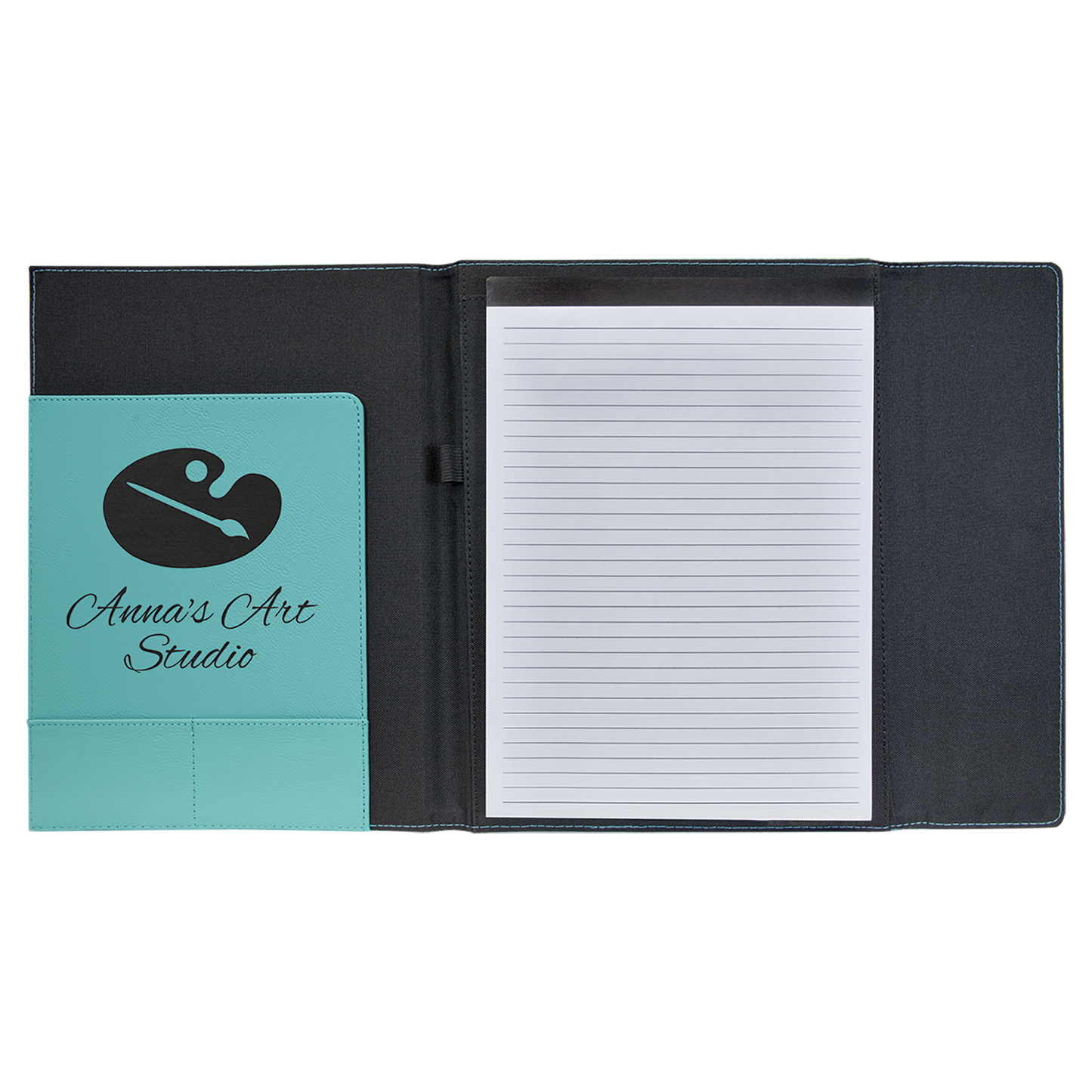9.5" x 12" Teal Canvas Leatherette Portfolio – item GFT1218 image 2