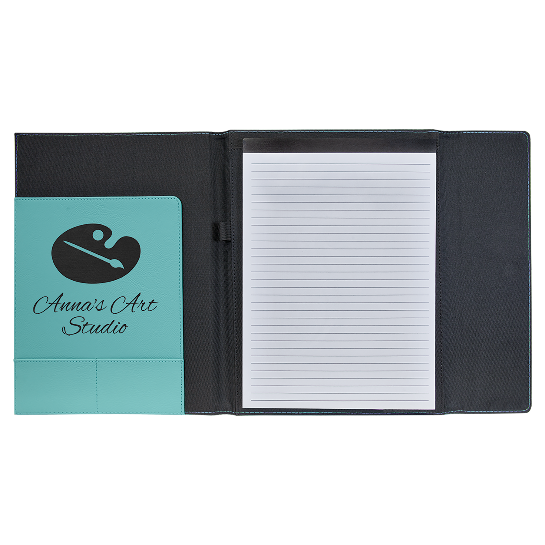9.5" x 12" Teal Canvas Leatherette Portfolio – item GFT1218 image 2