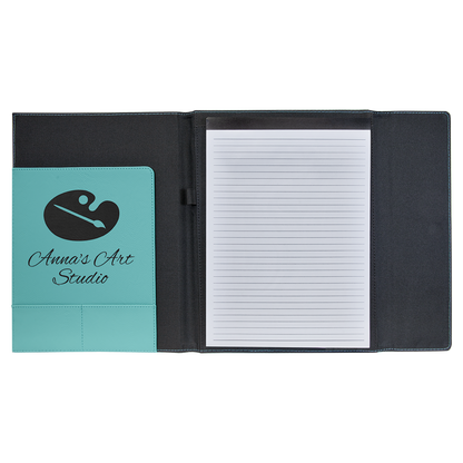 9.5" x 12" Teal Canvas Leatherette Portfolio – item GFT1218 image 2