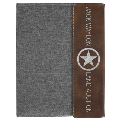 9.5" x 12" Rustic/Silver Canvas Leatherette Portfolio – item GFT1221 image 5