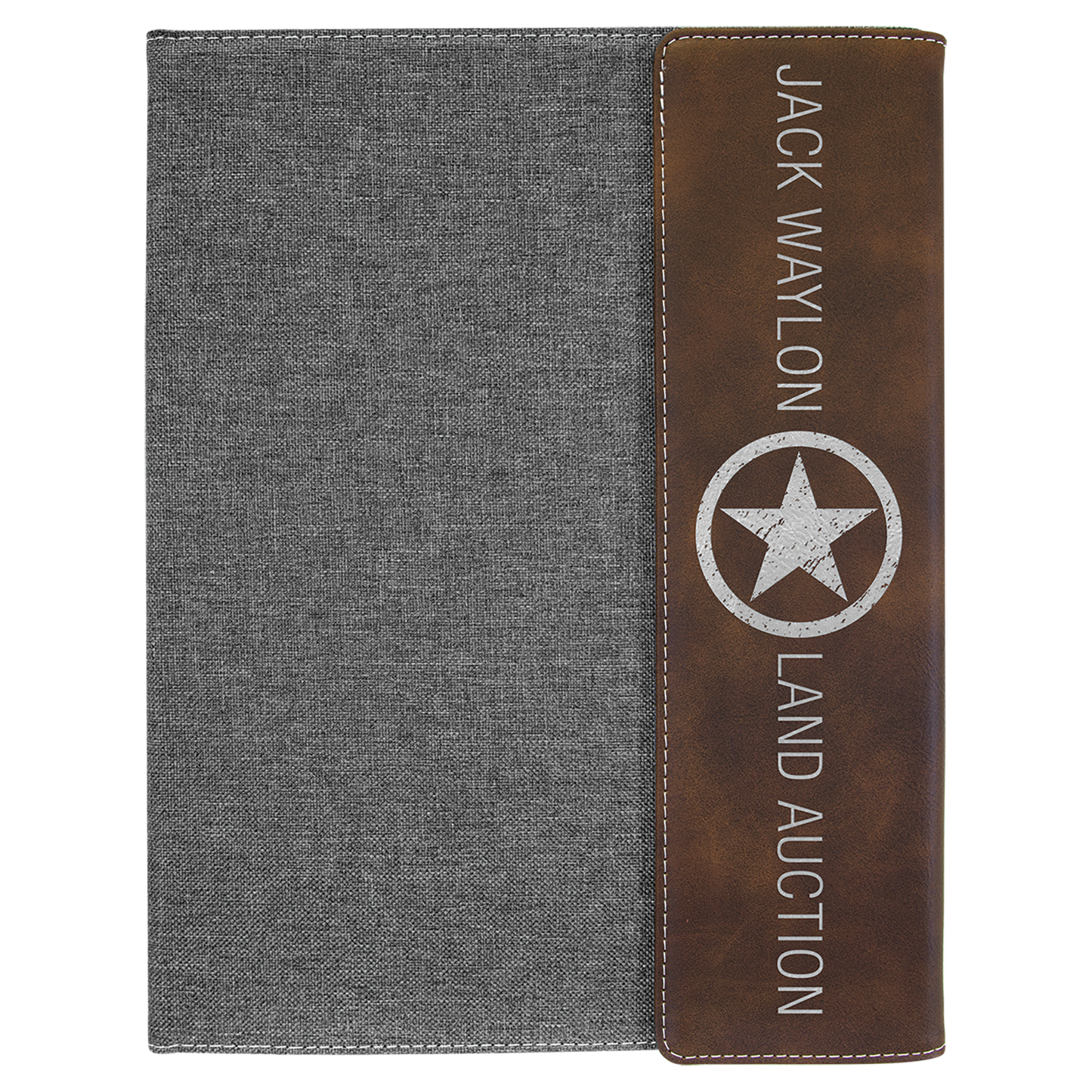 9.5" x 12" Rustic/Silver Canvas Leatherette Portfolio – item GFT1221