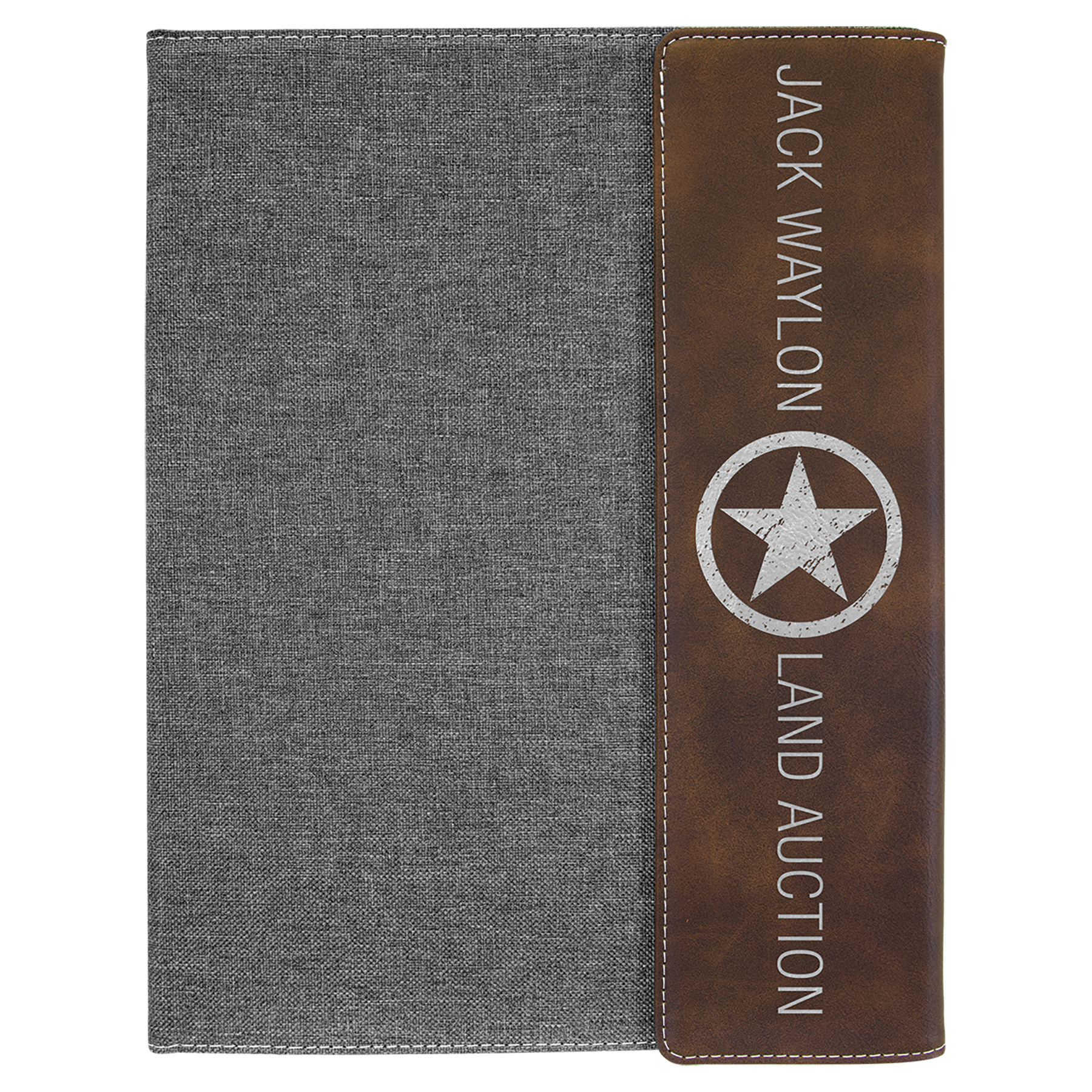 9.5" x 12" Rustic/Silver Canvas Leatherette Portfolio – item GFT1221
