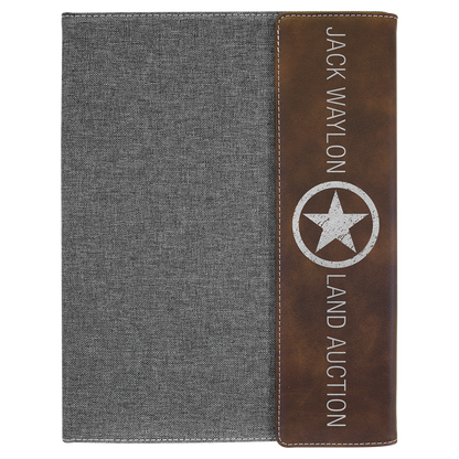 9.5" x 12" Rustic/Silver Canvas Leatherette Portfolio – item GFT1221