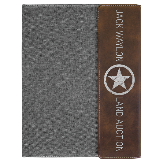 9.5" x 12" Rustic/Silver Canvas Leatherette Portfolio – item GFT1221