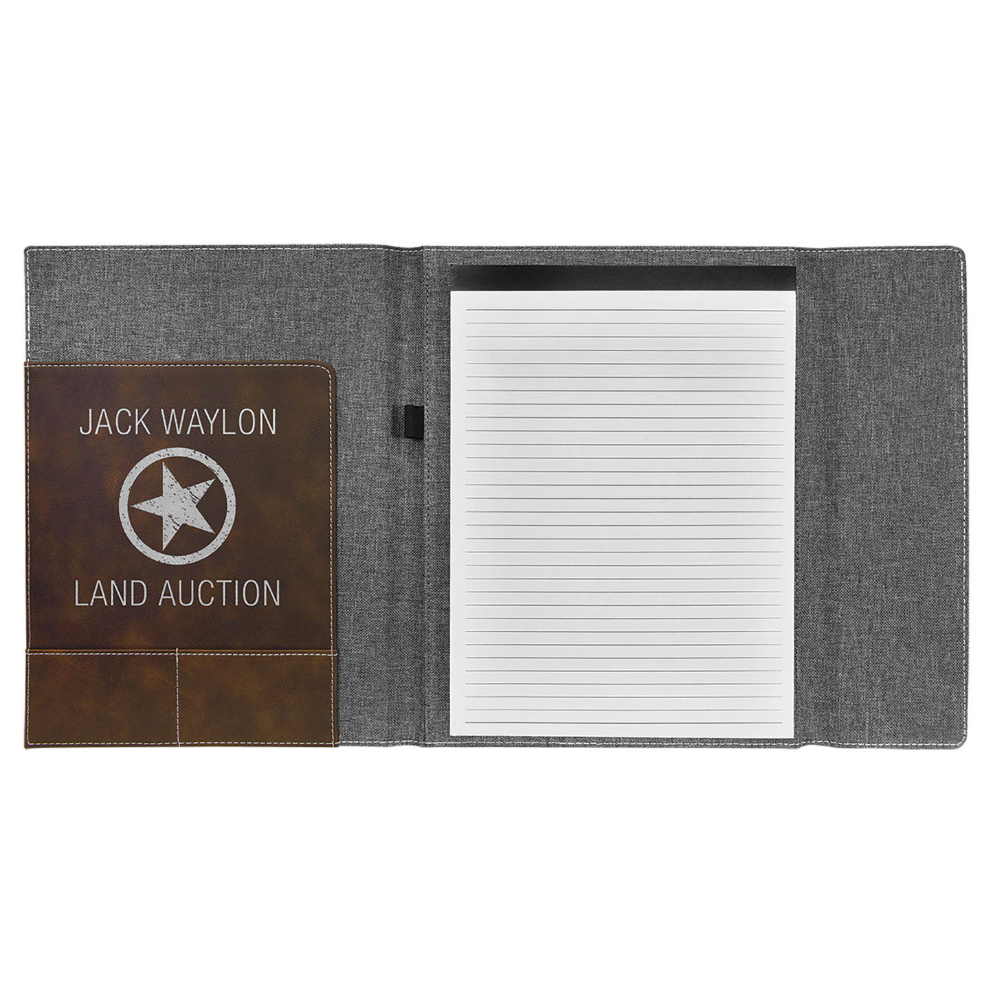 9.5" x 12" Rustic/Silver Canvas Leatherette Portfolio – item GFT1221 image 2