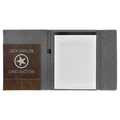 9.5" x 12" Rustic/Silver Canvas Leatherette Portfolio – item GFT1221 image 2