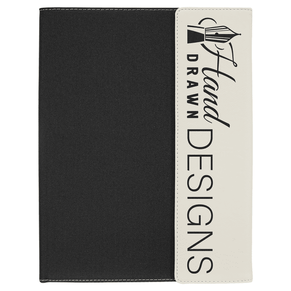 9.5" x 12" White/Black Canvas Leatherette Portfolio – item GFT1222 image 6