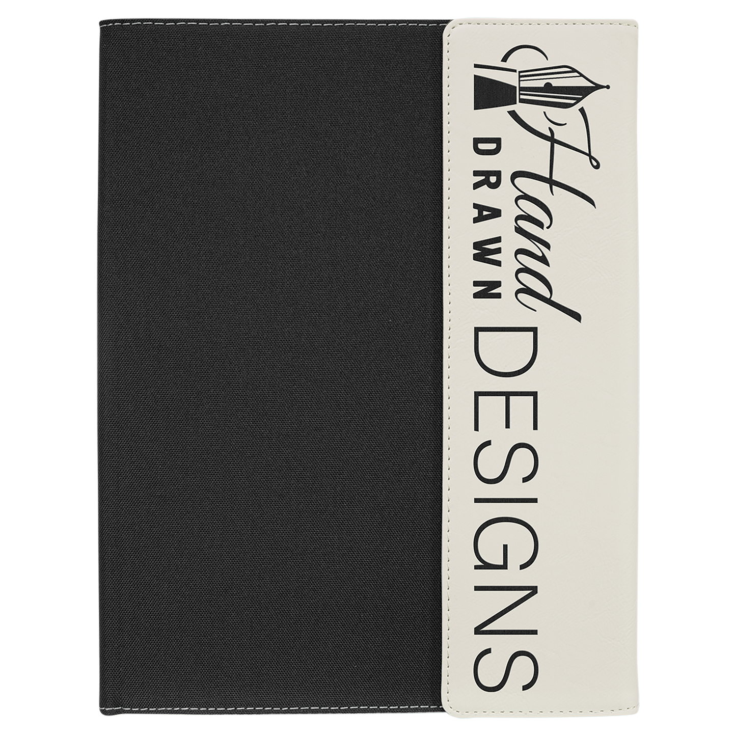 9.5" x 12" White/Black Canvas Leatherette Portfolio – item GFT1222