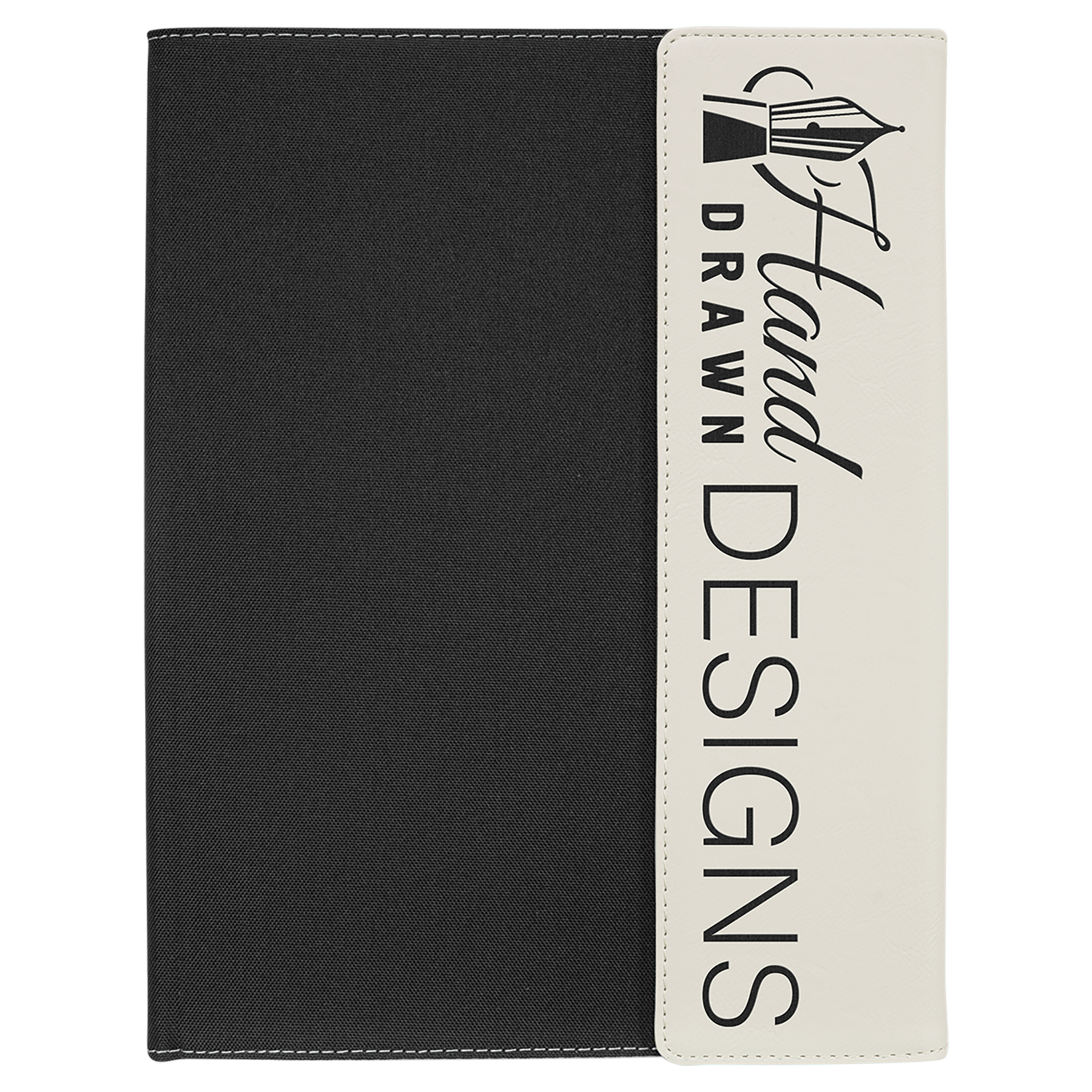 9.5" x 12" White/Black Canvas Leatherette Portfolio – item GFT1222