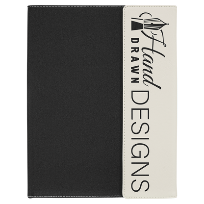 9.5" x 12" White/Black Canvas Leatherette Portfolio – item GFT1222