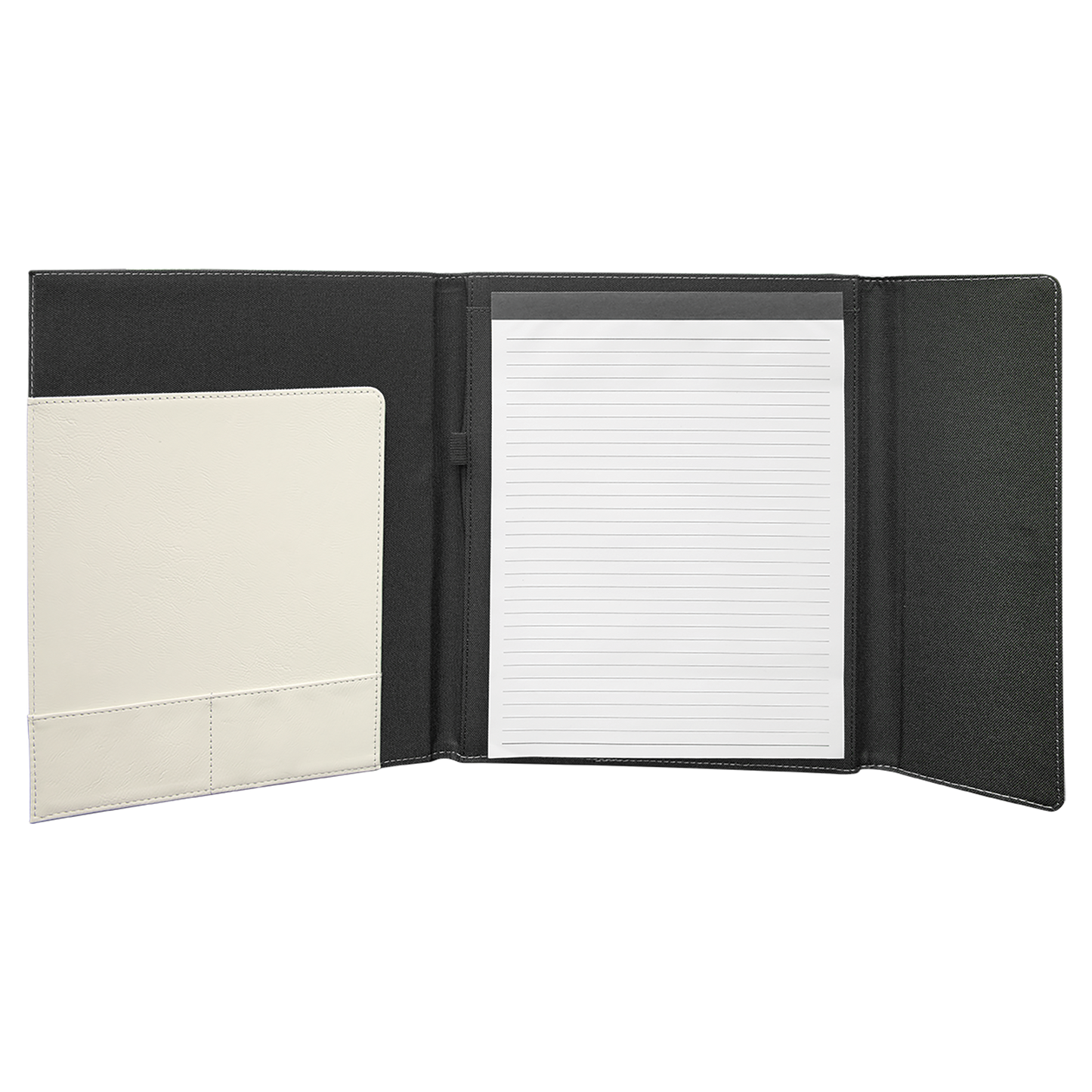 9.5" x 12" White/Black Canvas Leatherette Portfolio – item GFT1222 image 3