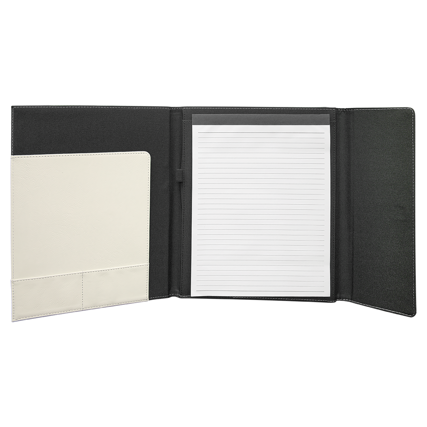 9.5" x 12" White/Black Canvas Leatherette Portfolio – item GFT1222 image 3