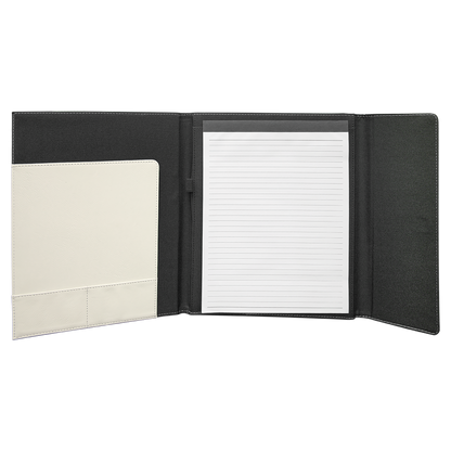 9.5" x 12" White/Black Canvas Leatherette Portfolio – item GFT1222 image 3