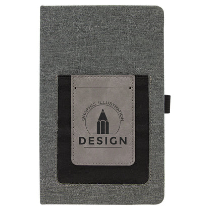 5.25" x 8.25" Gray Leatherette Journal Cell/Card Slot – item GFT1225 image 2