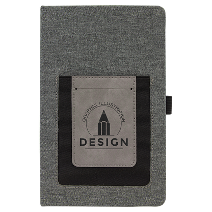 5.25" x 8.25" Gray Leatherette Journal Cell/Card Slot – item GFT1225