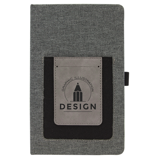 5.25" x 8.25" Gray Leatherette Journal Cell/Card Slot – item GFT1225