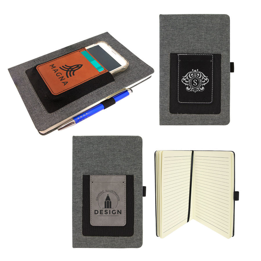 5.25" x 8.25" Gray Leatherette Journal Cell/Card Slot – item GFT1225 image 4
