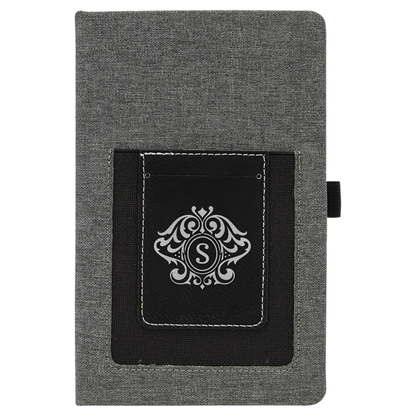 5.25" x 8.25" Gray Leatherette Journal Cell/Card Slot – item GFT1226 image 5