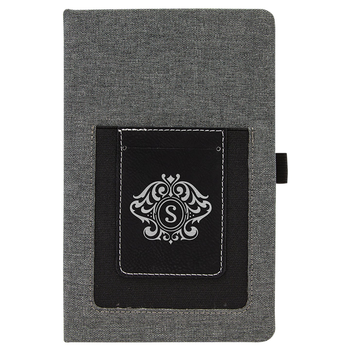 5.25" x 8.25" Gray Leatherette Journal Cell/Card Slot – item GFT1226 image 2
