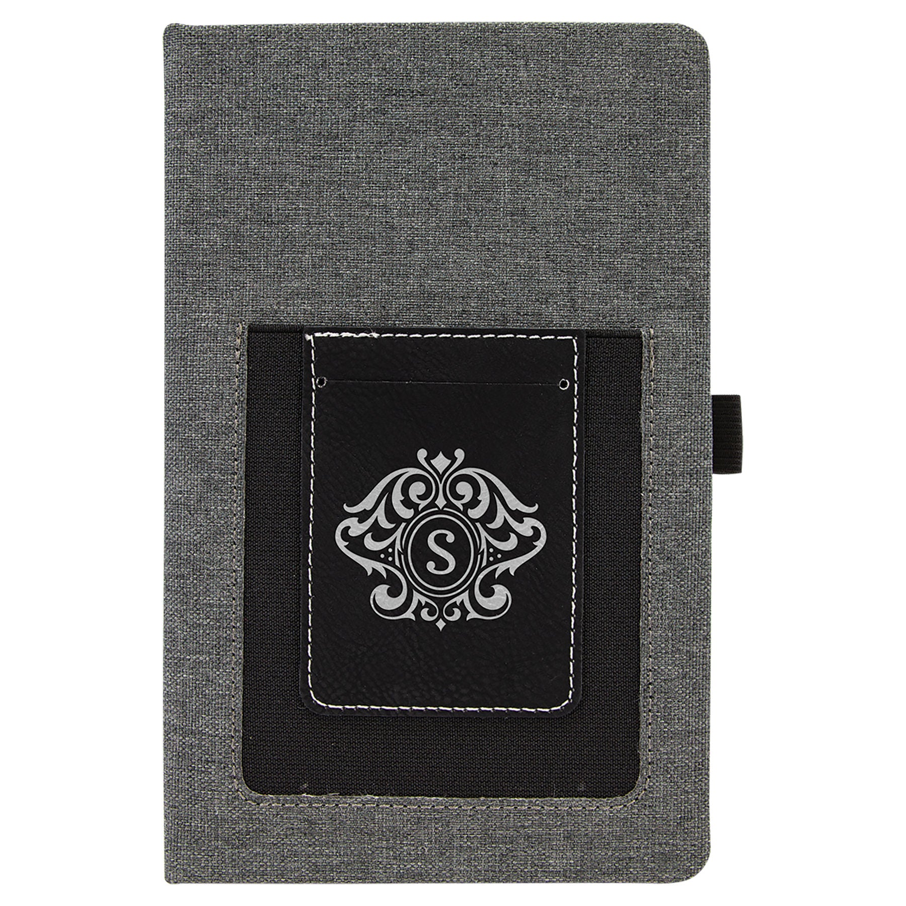 5.25" x 8.25" Gray Leatherette Journal Cell/Card Slot – item GFT1226 image 2