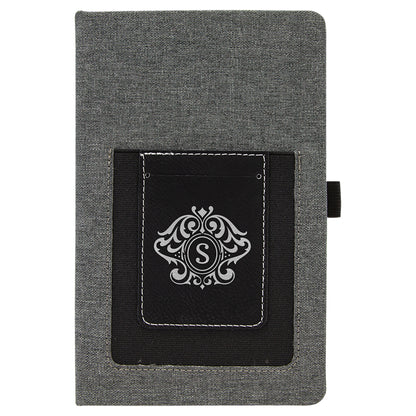 5.25" x 8.25" Gray Leatherette Journal Cell/Card Slot – item GFT1226 image 2