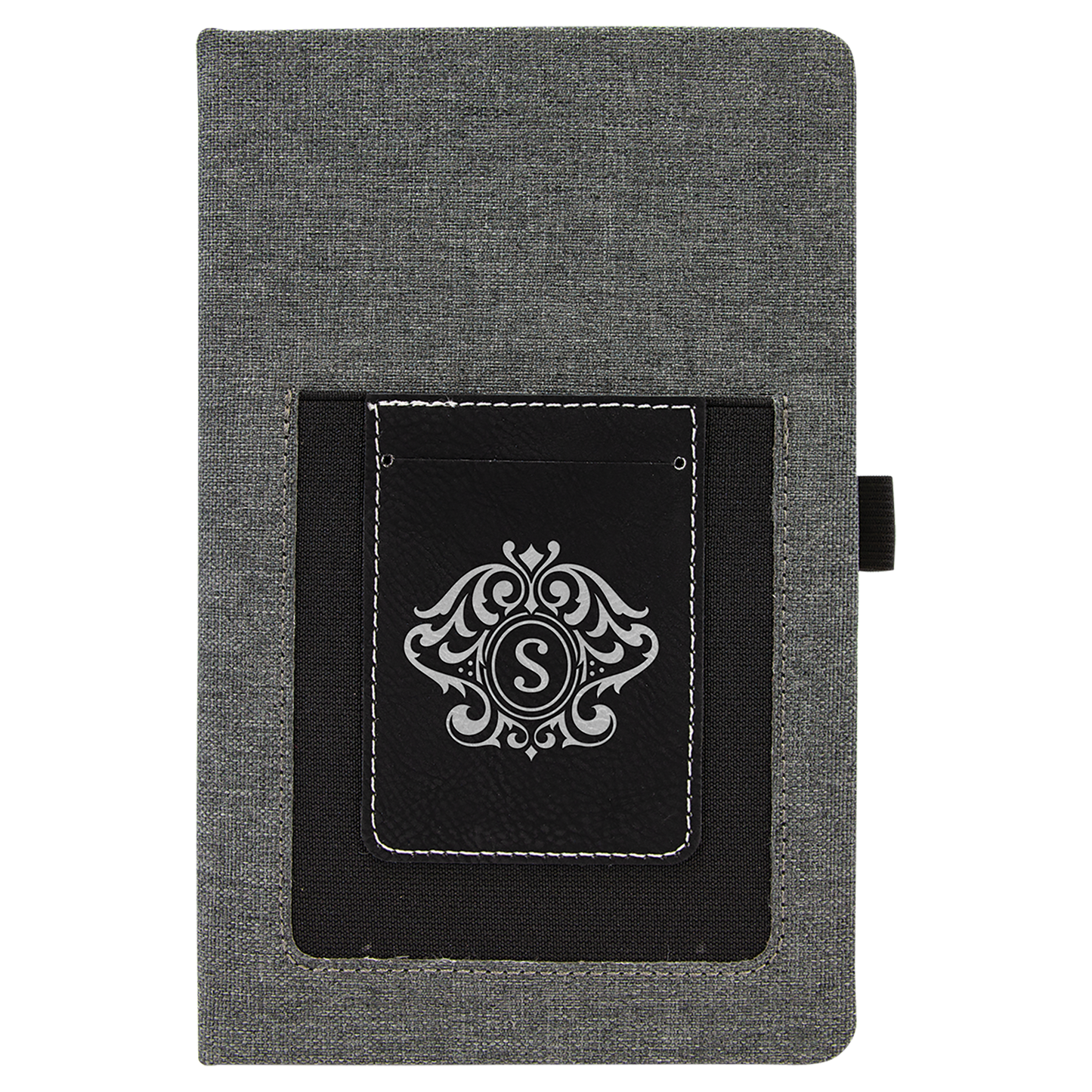 5.25" x 8.25" Gray Leatherette Journal Cell/Card Slot – item GFT1226