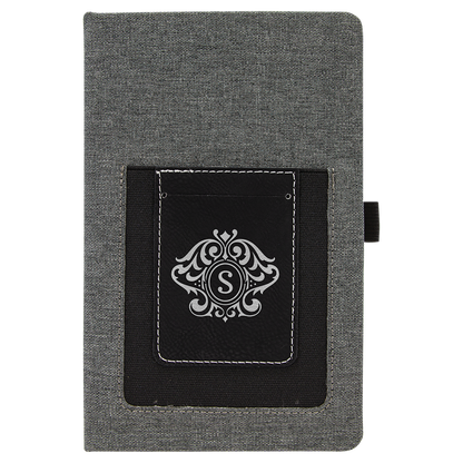 5.25" x 8.25" Gray Leatherette Journal Cell/Card Slot – item GFT1226