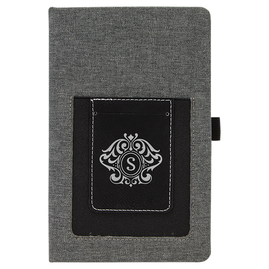5.25" x 8.25" Gray Leatherette Journal Cell/Card Slot – item GFT1226