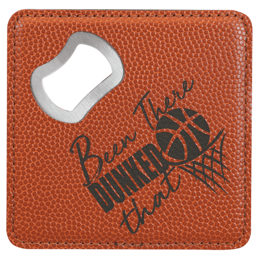 4" x 4" Basketball Square Leatherette Bottle Opener Coaster – item GFT1247