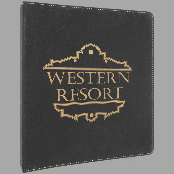Black/Gold Laserable Leatherette Binder with 1" Slant D – item GFT1251 image 2