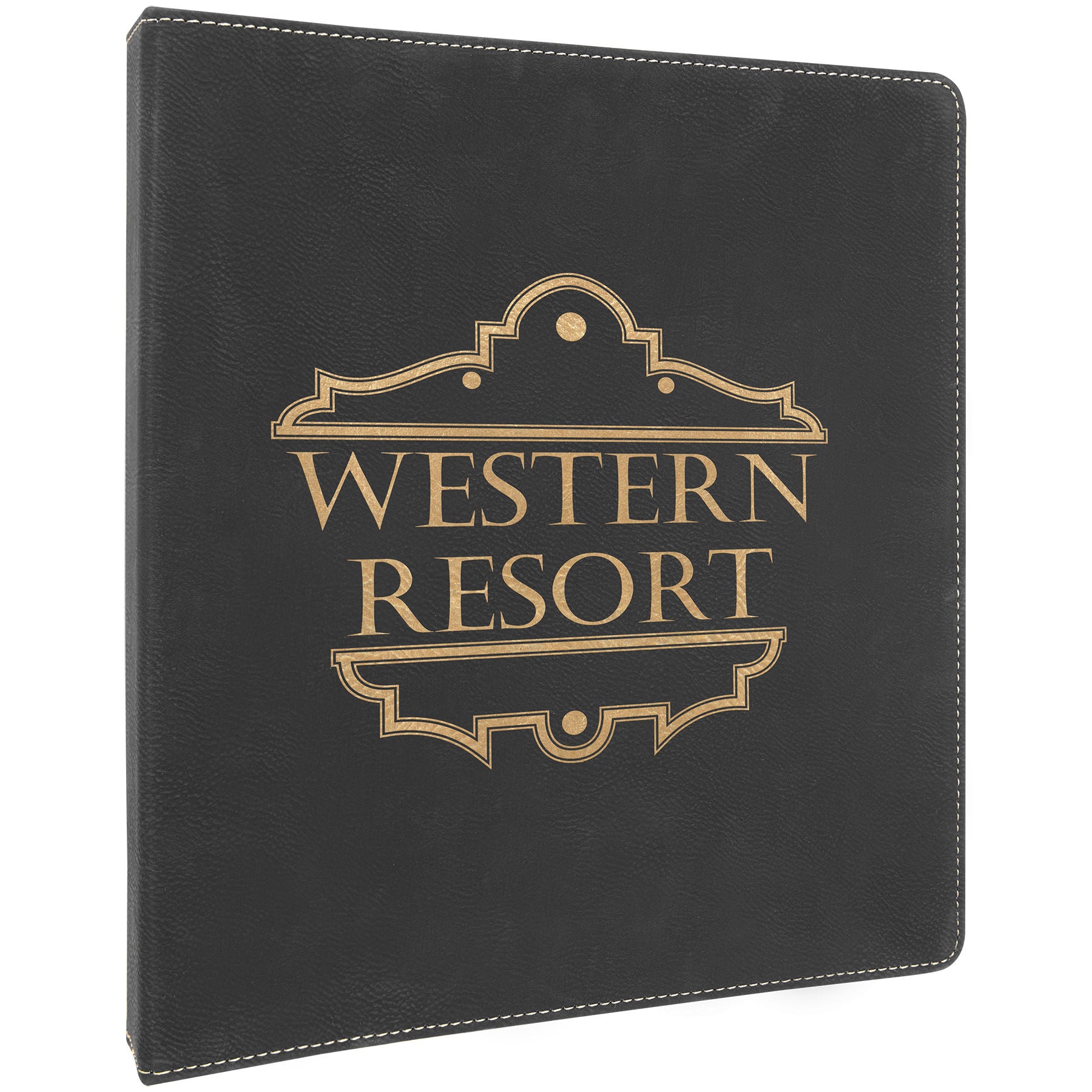 Black/Gold Laserable Leatherette Binder with 1" Slant D – item GFT1251