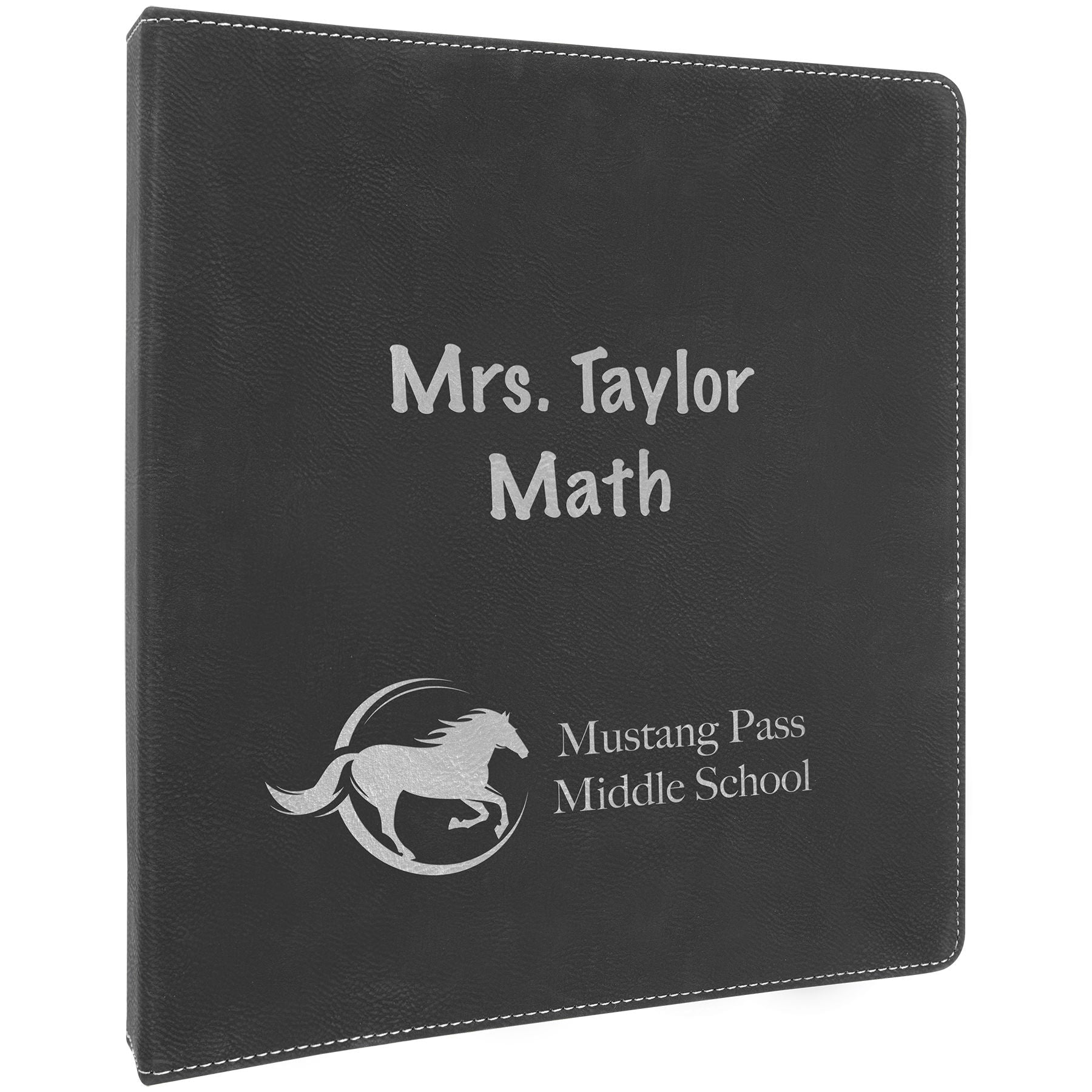 Black/Silver Laserable Leatherette Binder with 1" Slant D – item GFT1254