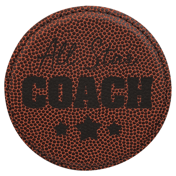 4" Football Round Leatherette Coaster – item GFT1317