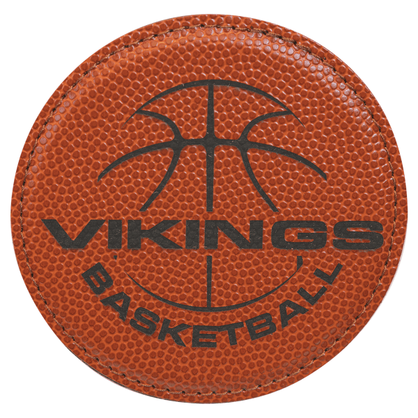 4" Basketball Round Leatherette Coaster – item GFT1318