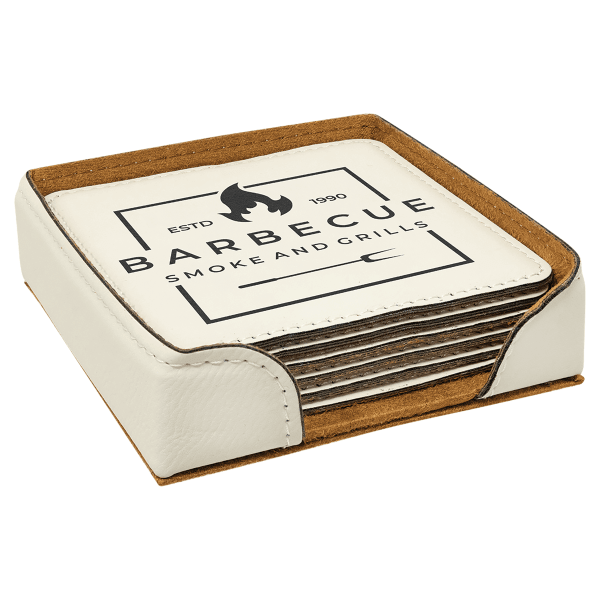 4" x 4" Square Leatherette 6-Coaster Set – item GFT1320