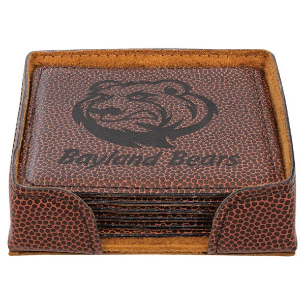 4" x 4" Football Square Leatherette 6-Coaster Set – item GFT1322