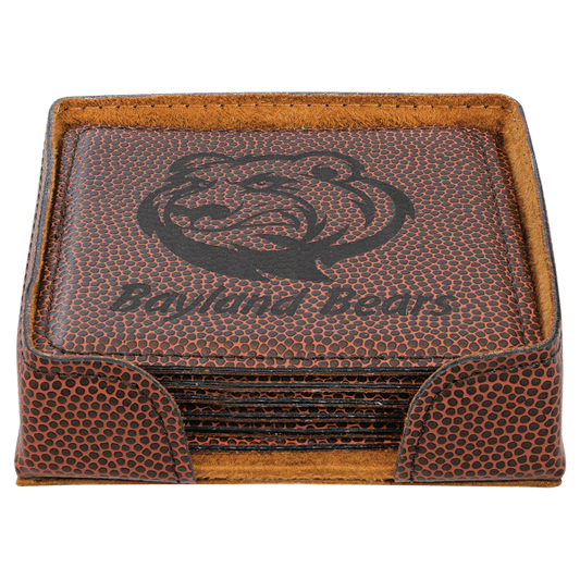4" x 4" Football Square Leatherette 6-Coaster Set – item GFT1322