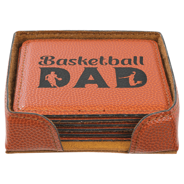 4" x 4" Basketball Square Leatherette 6-Coaster Set – item GFT1323